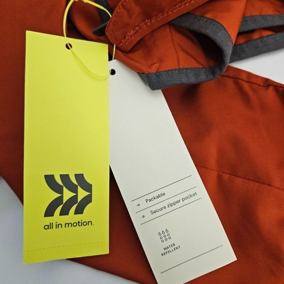 All In Motion Men Jacket Size Small Lightweight Water Repellent Rust/Orange Zip - Picture 12 of 12